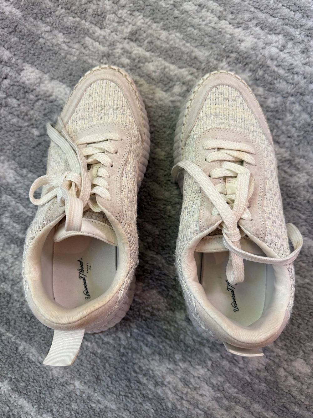 Universal Thread Cream Knit Lace-Up Sneakers